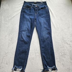 Judy Blue Mid Rise Raw Hem  Denim Jeans Size 1/25 Style #JV82227DK  Relaxed Fit